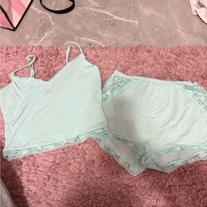 Victoria's Secret Mint Lace-Trim Cami & Shorts Sleep Set